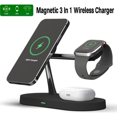 Magnetic 3 In 1 Wireless Chargers For IPhone 12 Pro Max Mini Apple Watch 6 SE Airpods Pro Fast Charging Wireless Charger Station