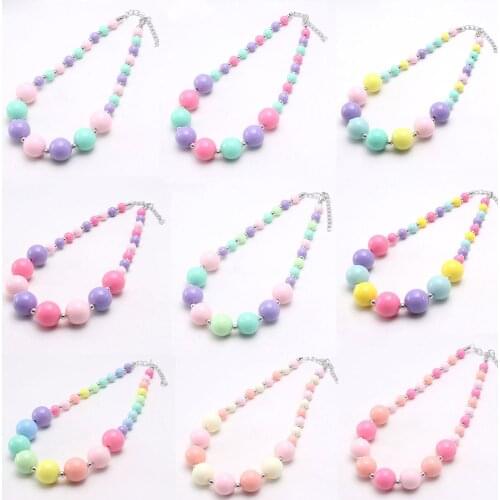 MHS.SUN 1Pcs Random Style Kids/Girls/Child Beads Necklace Fashion Colorful Chunky Necklace Inventory Clearance