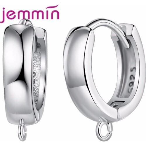 Fashion Hoop Earrings 925 Sterling Silver for Women DIY Making Round Circle Female Earrings Jewelry Fingdings 5 Pairs/Lot