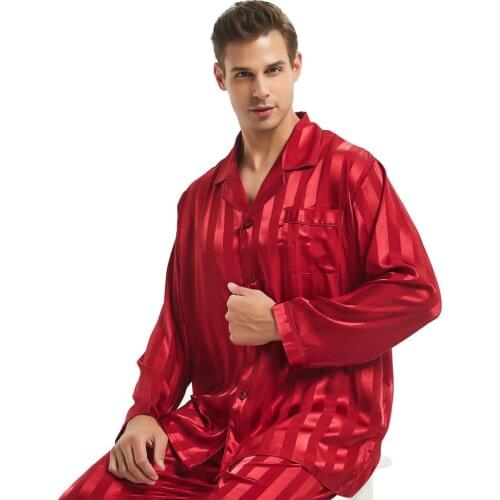Mens Silk Satin Pajamas Set Pajama Sleepwear Set Loungewear S,M,L,XL,2XL,3XLL,4XL