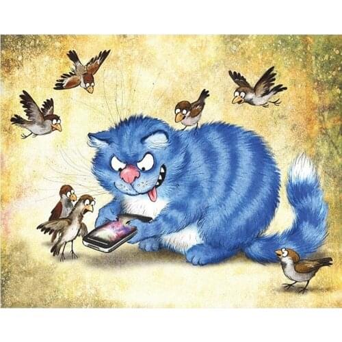 Animal Bird Cat DIY Embroidery 11CT Cross Stitch Kits Craft Needlework Set Printed Canvas Cotton Thread Home Decoration New