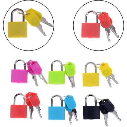 New 6 colors Small Mini Strong Steel Padlock Travel Tiny Suitcase Lock with 2 Keys