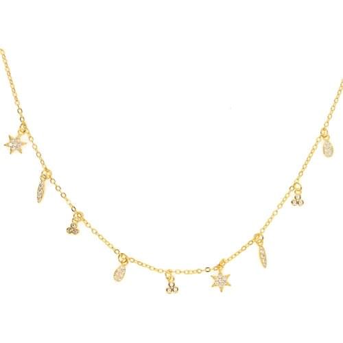 CHARM statement necklace lovely minimal cz moon star sun triangle charms elegant women fashion jewelry high quality