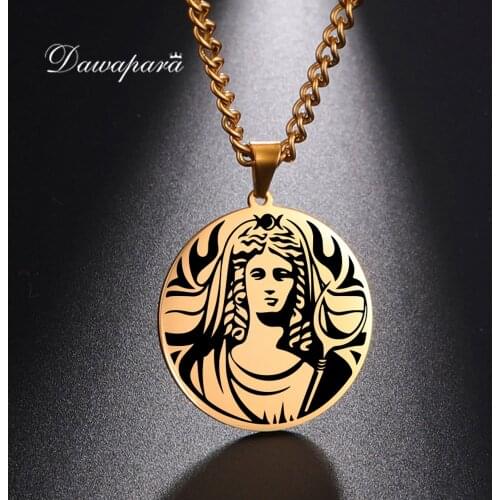 Dawapara Queen of The Underworld Persephone Necklace Ancient Greek Mythology Stainless Steel Jewelry