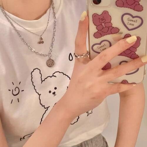 Harajuku Resin Necklace for Women Jewelry Bead Chain Female Symbol Internet Girl Choker Punk Rock Collares Mujer CL58