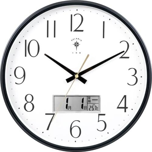 Simple Calendar Wall Clock Nordic Quartz Temperature Silent Round Nordic Wall Clock Black Zegary Na Sciane Home Decor AD50WC
