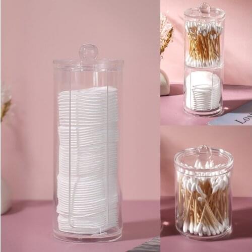 Transparent Organizer Cotton Swab Storage Box Organizer Acrylic Cotton Pad Storages Boxes Cosmetic Plastic Box Bathroom Bedroom