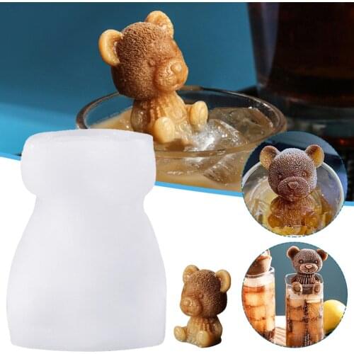 Parent-child Accompany Creative Game Gifts Silicone Mold Ice Cube Maker Trays Mold Chocolate Teddy Bear Kitchen Baking