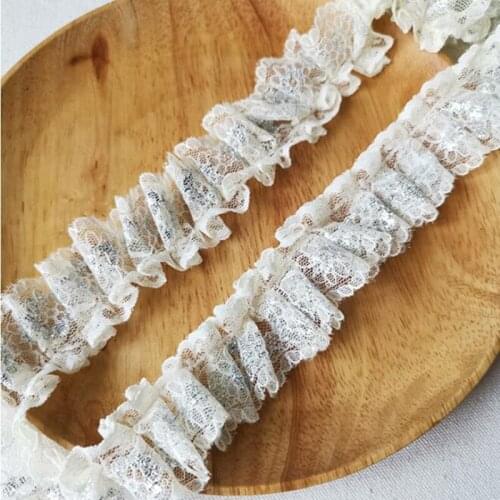 1M New Silver Laces Beige Lace Guipure Trim 3.5cm Lace Fabric Flower Ribbon Trimmings For Dresses Sewing applique dentelle P03