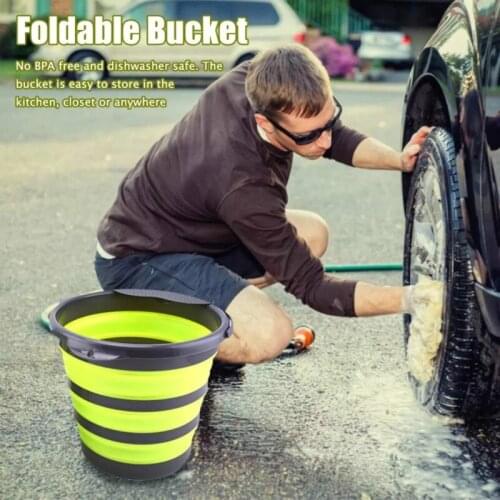 Collapsible Bucket Vehicle Plastic Foldable Basin with Handle Car Wash Bucket Household Portable Outdoor Camping Accessories