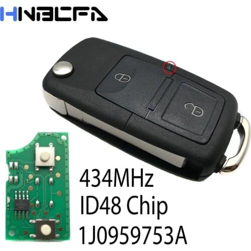 2 Button Flip Folding Key For VW VolksWagen Beetle Bora Golf lupo Passat Polo 1J0 959 753 AG Flip Car with 434MHz ID48 Chip
