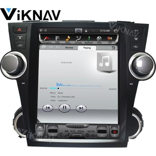 12.1 inch vertical screen for TOYOTA highlander 2008 2009 2010 2011 2012 2013 car radio DVD player multimedia player