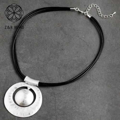 Round Rope Chain Necklaces Simple Statement Suspension Vintage Jewelry For Women Decoration Handmade Clothes Accessories Fashion