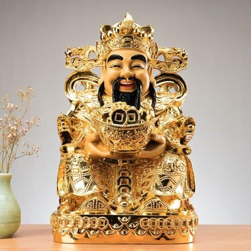 High-grade HOME SHOP Company Efficacious Talisman Money Drawing Business booming gold gilding wealth God CAI SHEN copper statue