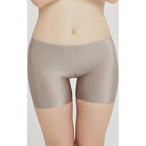 Ice Silk Bright Shine Women Boxer Underwear Soft Smooth Seamless Sexy Sissy Safety High Waist Underpants