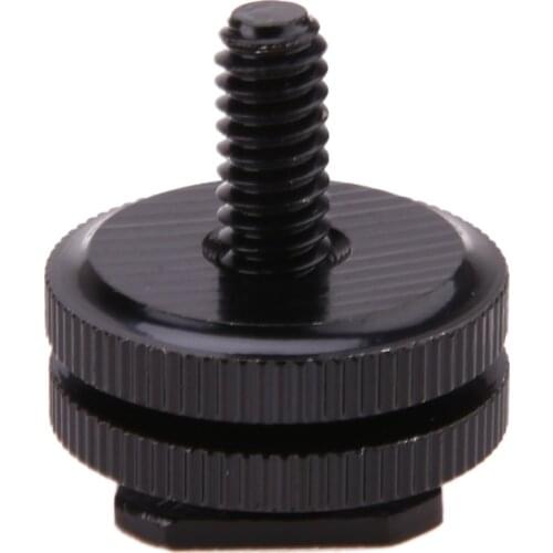 1/4"-20 Tripod Mount Screw to Flash Camera Hot Cold Shoe Adapter Camera Aluminum Metal 1/4 Screw Adaptor Black
