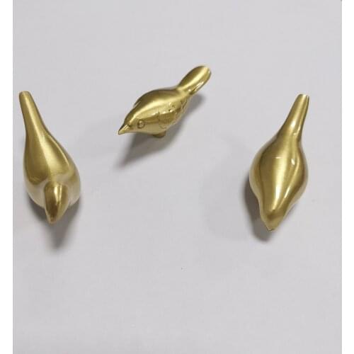 1pc Solid Brass Handles Polishing Golden Little Bird Drawer Cupboard Cabinet Door Wardrobe Knob Handmade Furniture Pulls Diy