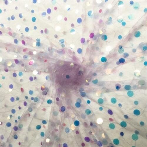 1yard/ Lot 130cm Width Big Suquins Embroidered&Pearls Lace Fabric For Wedding Dress Decoration High Quality