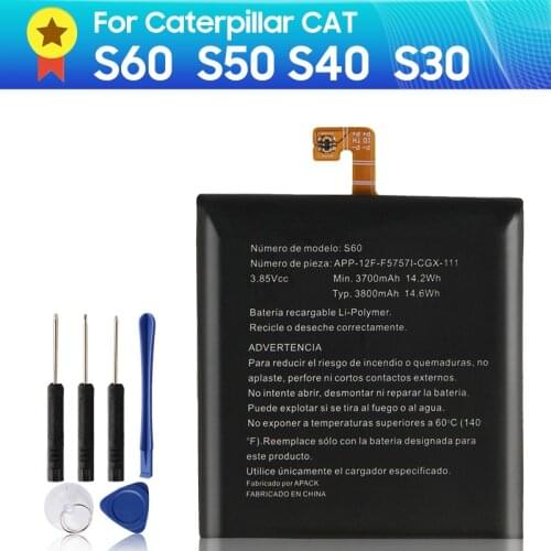 100% Original Battery for Caterpillar Cat S60 S50 S41 S40 S30 APP-12F-F57571-CGX-111 Replacement Battery +tools 3800mAh