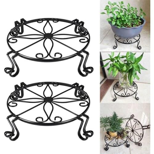 2x Black Plant Stand for Flower Pot Heavy Duty Potted Holder Indoor Outdoor Use for Home Office Hotel Restaurant