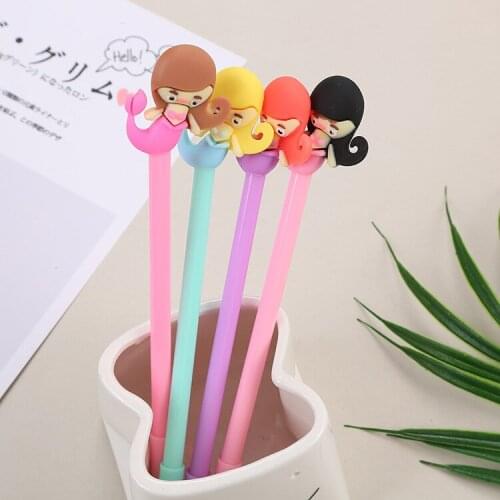 24 Pcs Per Set Cute Student Exam Gel Pen Girl Series Cartoon Cute Stationery Mermaid Gel Pen Kawaii School Supplies