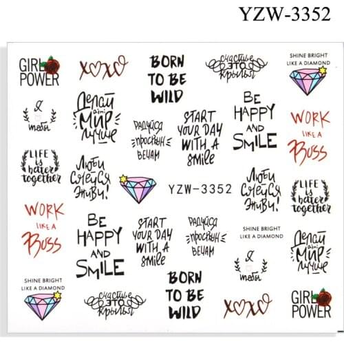 4 Sheets Letter Design Abstract Image Water Transfer Wraps Sexy Girl Nail Slider For Nails Art Decorations Manicure