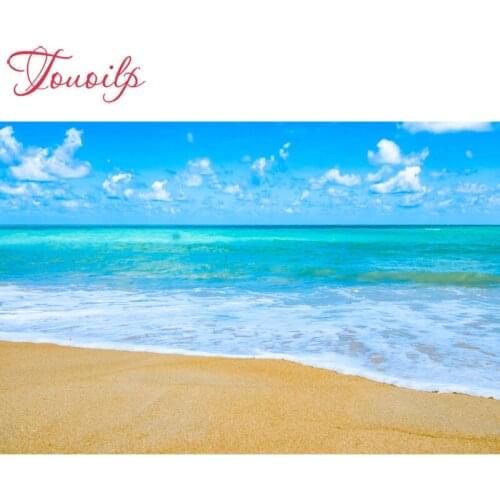 Touoilp DIY Diamond Embroide Full square round Beach seascape 5d Diamond Painting Cross Stitch Black White art Diamond Mosaic