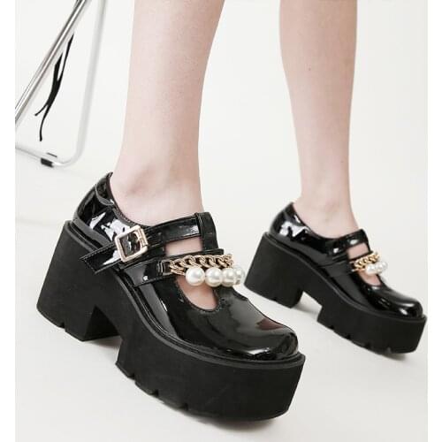 Ankle Buckle Strap Chunky Heel Goth shoes Platform Pumps For Women Shoes Punk Marry Janes Sweet Lolita Shoes fall Spring heels