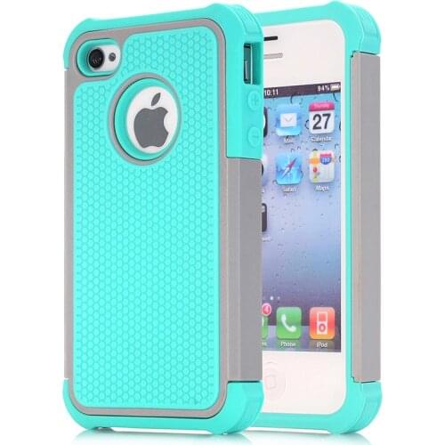 For iPhone 4 4S Case,WEFOR Hybrid Dual Layer Protective Case Cover with Hard Plastic and Soft Silicone for iPhone 4S & iPhone 4