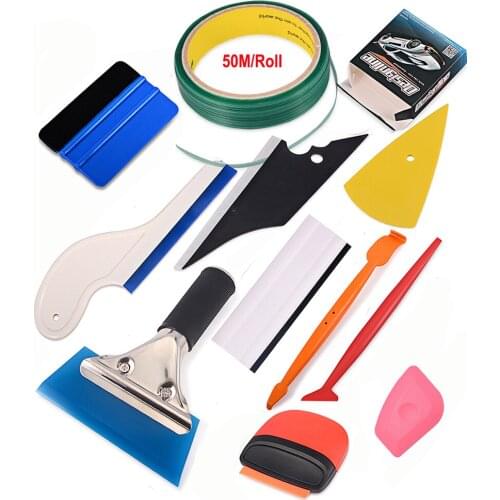 FOSHIO Carbon Fiber Film Magnet Micro Squeegee Kit 50m Knifeless Tape Sticker Design Line Vinyl Car Wrap Window Tint Tool Set