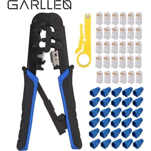 GARLLEN RJ45 Crimp Tool For Cat5 Cat5e + 30pcs RJ45 Cat5 Connectors 30pcs RJ45 Connectors Cover Network Cable Network Wire Plier