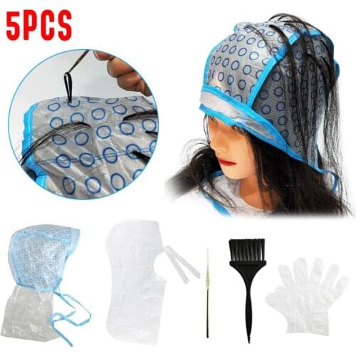 Highlighter Cap 5-piece Set Highlighter Cap Crochet Hair Dye Shawl Hand Cover Disposable Hair Dye Tool