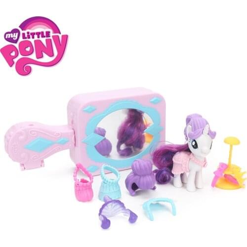 My Little Pony Toys the Movie Fluttershy Purse Pet Care Rarity Mirror Boutique PVC Action Figure Set Collection Model Dolls Toy