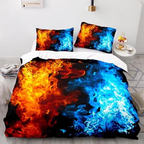 Colorful Flame Bedding Set Single Twin Full Queen King Size Ice And Fire Blaze Bed Set Children Kid Bedroom Duvetcover Sets 018