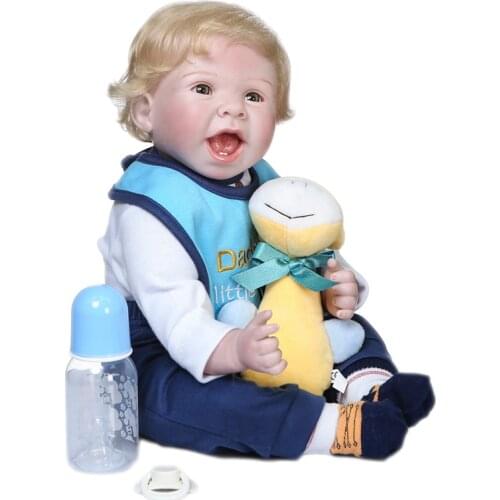 NPK 22inch Bebe reborn dolls Original Design Newborn Baby boy alive Soft Cloth Body Cuddly Lifelike Smiling Cute Face Real doll