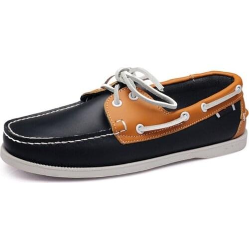 Big Size Shoes Loafers Men Genuine Leather Driving Shoes Retro Fashion Docksides Boat Shoes Classic Men Designer Flat Moccasins