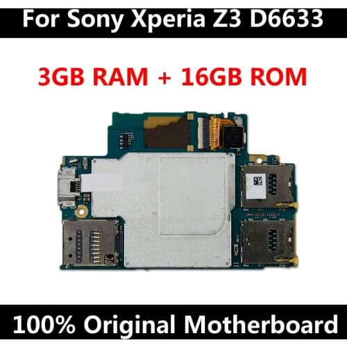 New Arrival Motherboard For Original Sony Xperia Z3 D6633 16GB Unlocked Mainboard With Chips Android OS System Logic Board