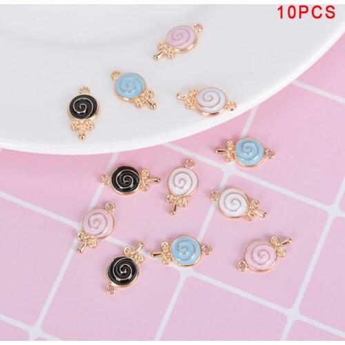 10Pcs/Lot Enamel Alloy Lollipop Candy Charms Metal Pendants DIY Jewelry Findings