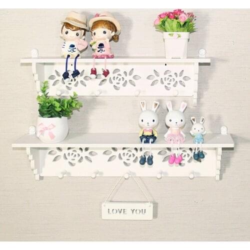 Sweet Home Shelves Filigree Style Cut Out Design Wall Shelf Candle Home Hat Key Storage Holder Hooks Rack Hanger