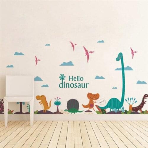 Cartoon Dinosaurs Wall Sticker For Kids Room Bedroom Decoration Diy Safari Mural Art Pvc Ancient Animal Home Decals