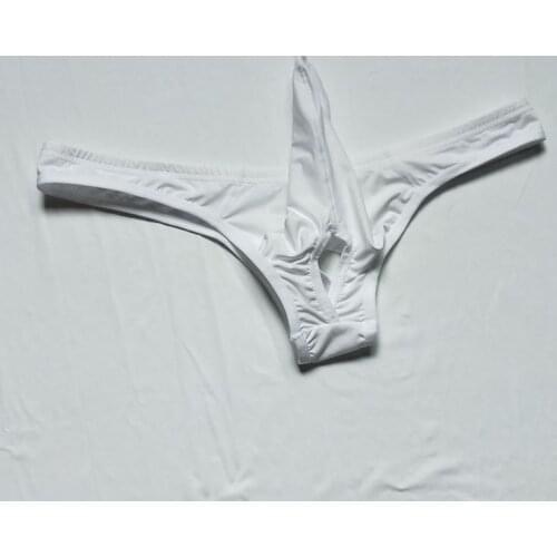 Scrotum Hole Mens Thongs and G Strings Sexy Penis Sleeve Underwear Men Pouch Ice Silk Elephants Panties T Back Gay Underpants