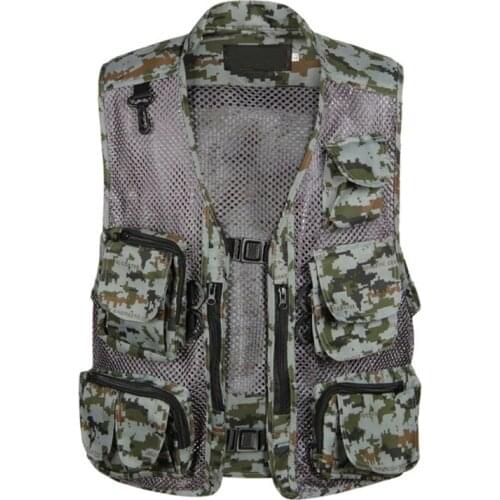 Men Camouflage Fishing Hunting Vest Sleeveless Military Jacket Cargo Outdoor Outwear Waistcoat Multi-Pocket Photography Vest Men