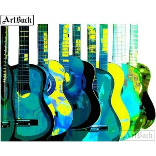 Full square drill 5d diy diamond painting painted guitar picture home decoration rhinestone mosaic new arrival