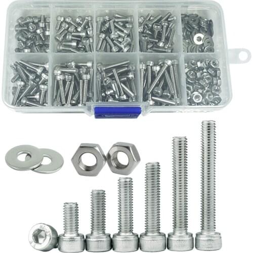Stainless Steel Hexagon Socket Screws Set Button Head Cap Screws Bicycle Hex Assortment Screw Kit Bolts and Nuts Allen bolts Set