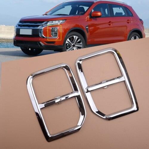 1 Pair Silver Car Front Fog Light Cover Trim Frame Fit For Mitsubishi ASX RVR 2020 ABS Decoration
