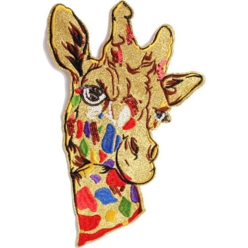 Clothing diy embroidery flower patch deal with it 317mm giraffe biker patches for clothes sweet stickers fabric free shipping