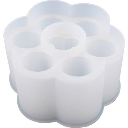 2021 New Table Decoration Storage Silicone Mold Diy Glue Resin Mold Storage Box 6 Grid Round Lipstick Organization Box Set