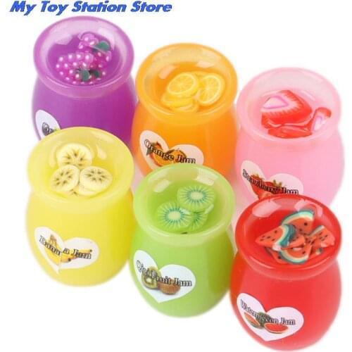 New 6pcs/set Dollhouse Miniature food Fruit jam Bottle Play Mini Food For Dollhouse Kitchen Toys