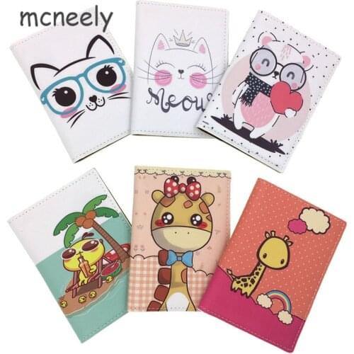6Styles Fashion Lovely Giraffe Cat Passport Cover Men Women PU Leather Travel Passport Holder Case Card ID Holders 14*10cm