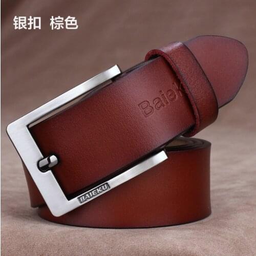 Original Fashion 100% Mens Real Genuine Cow Leather Waistband Pin Buckle Waist Belt Strap Girdle Belt Luxury Strap Male Classic